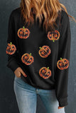 Pumpkin Dropped Shoulder Sweatshirt - Trendsi - Flyclothing LLC