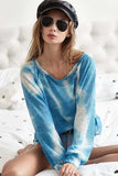 BiBi Tie Dye Hacci Top with Contrast Stitching Detail - Trendsi - Flyclothing LLC