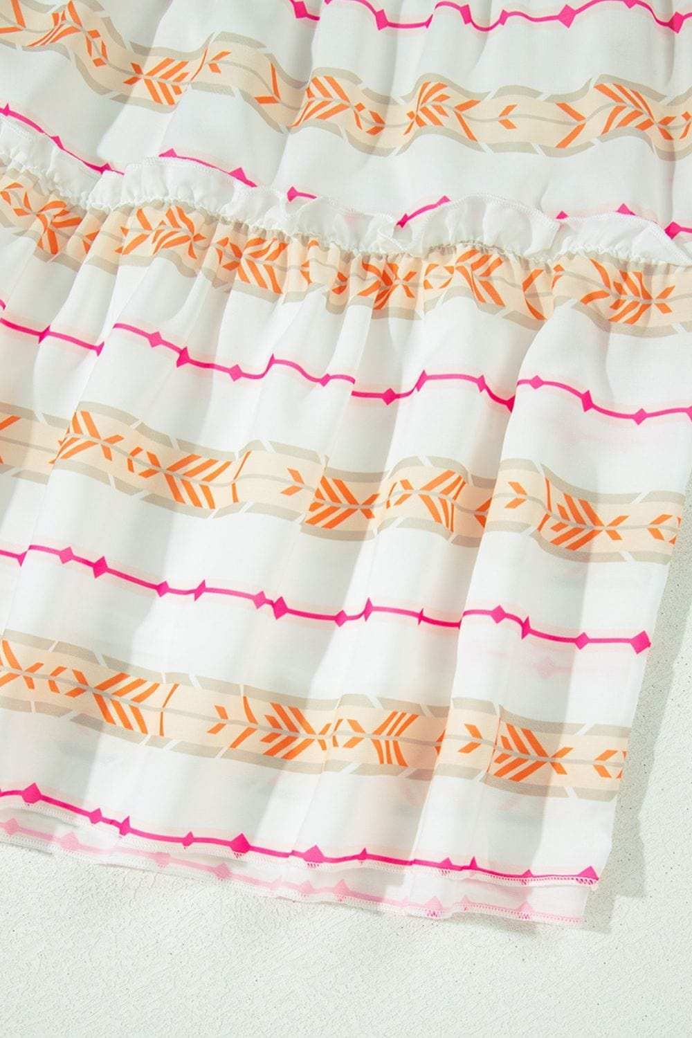 Printed Ruffled Notched Loose Dress - Trendsi - Flyclothing LLC