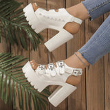 Buckle Platform Block Heels Sandals - Trendsi - Flyclothing LLC