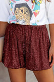 Sequin Elastic Waist Shorts - Trendsi - Flyclothing LLC