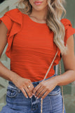 Textured Round Neck Cap Sleeve Top - Trendsi - Flyclothing LLC