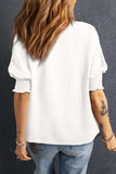 Smocked Johnny Collar Half Sleeve Blouse - Trendsi - Flyclothing LLC