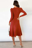 Round Neck Long Sleeve Tie Waist Sweater Dress - Trendsi - Flyclothing LLC