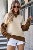 Color Block Round Neck Long Sleeve Sweatshirt - Trendsi - Flyclothing LLC