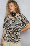 POL Openwork Short Sleeve Crochet Knit Top with Weave Knit Patterns - Trendsi - Flyclothing LLC