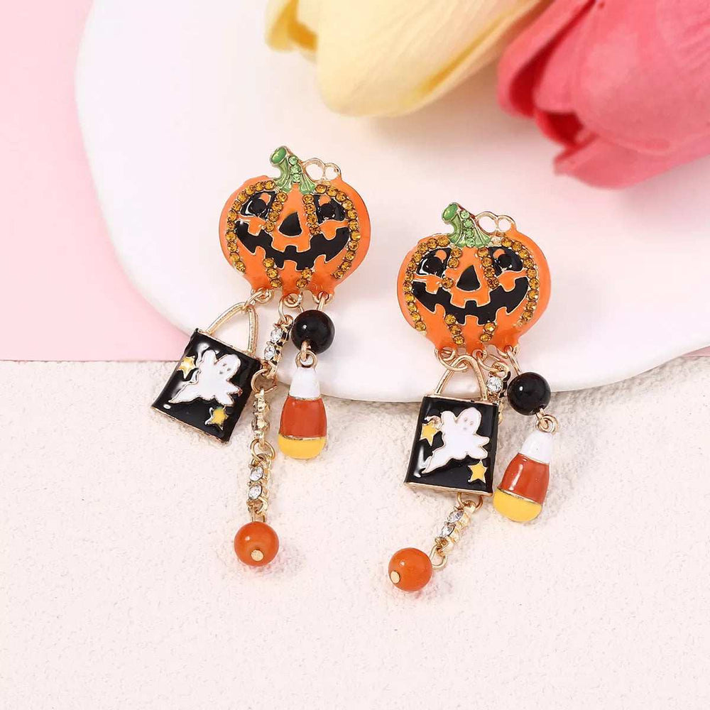 Halloween Pumpkin Ghost Dangle Earrings - Trendsi - Flyclothing LLC
