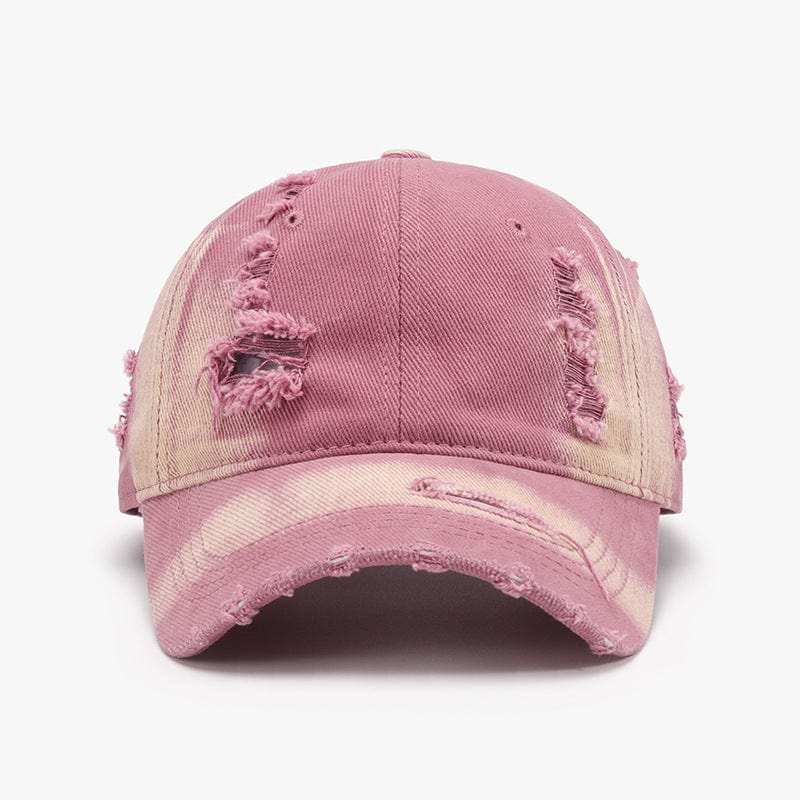 Distressed Adjustable Cotton Baseball Cap - Trendsi - Flyclothing LLC