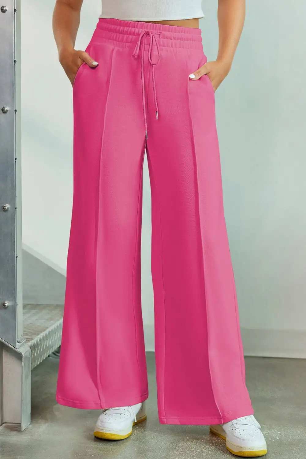 Drawstring Wide Leg Pants with Pockets - Trendsi - Flyclothing LLC