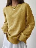 Full Size Cozy Knit Round Neck Oversized Sweater Plus Size - Trendsi - Flyclothing LLC