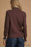 Umgee Ribbed Round Neck Sweater with Ruffle Contrast Trim - Trendsi - Flyclothing LLC