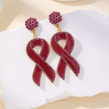 Rhinestone Ribbon Drop Earrings - Trendsi - Flyclothing LLC