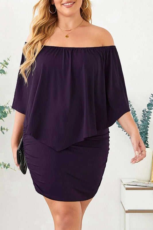 Full Size Off-Shoulder Half Sleeve Dress - Trendsi - Flyclothing LLC