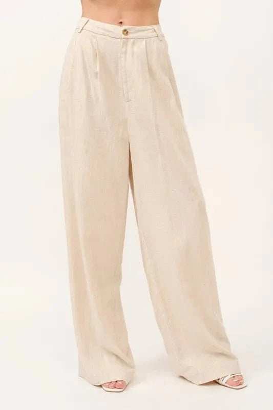 And The Why High-Rise Wide Leg Linen Blended Pants - Trendsi - Flyclothing LLC