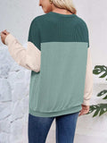 Color Block Round Neck Long Sleeve Sweatshirt - Trendsi - Flyclothing LLC