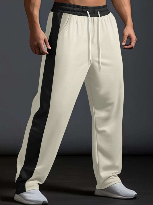 Men's Full Size Drawstring Contrast Wide Leg Pants Plus Size - Trendsi - Flyclothing LLC