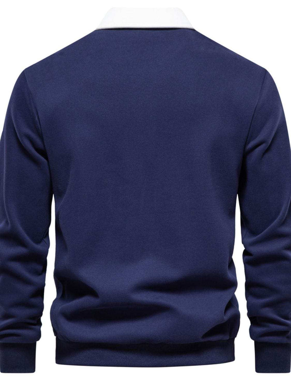 Men's Quarter Button Collared Neck Long Sleeve Polo - Trendsi - Flyclothing LLC