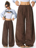 Casual Corduroy Wide Leg Pants - Trendsi - Flyclothing LLC