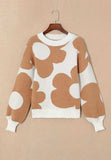 Contrast Flower Mock Neck Long Sleeve Sweater - Trendsi - Flyclothing LLC