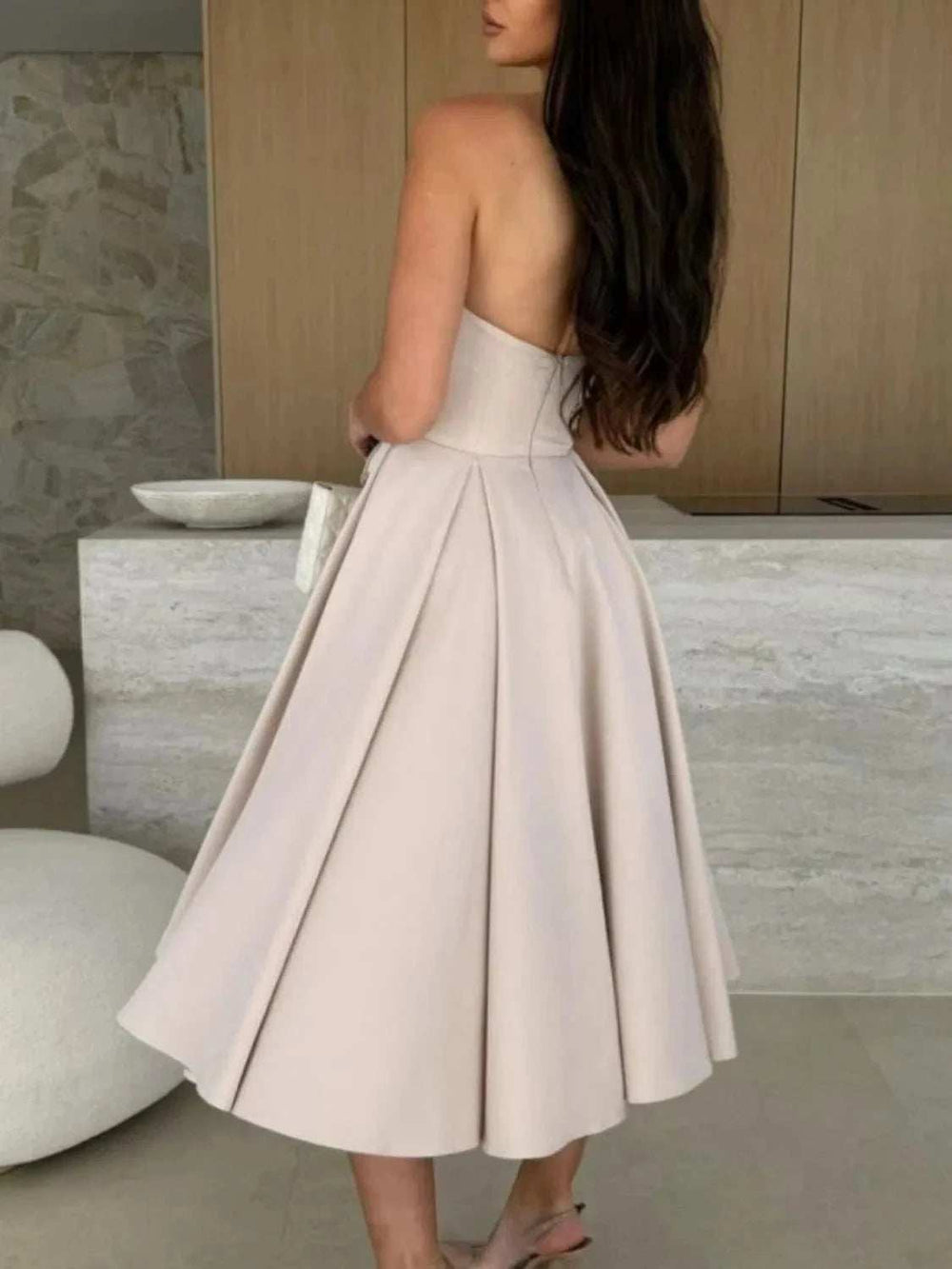 Solid Color Tube Midi Dress - Trendsi - Flyclothing LLC