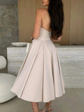 Solid Color Tube Midi Dress - Trendsi - Flyclothing LLC