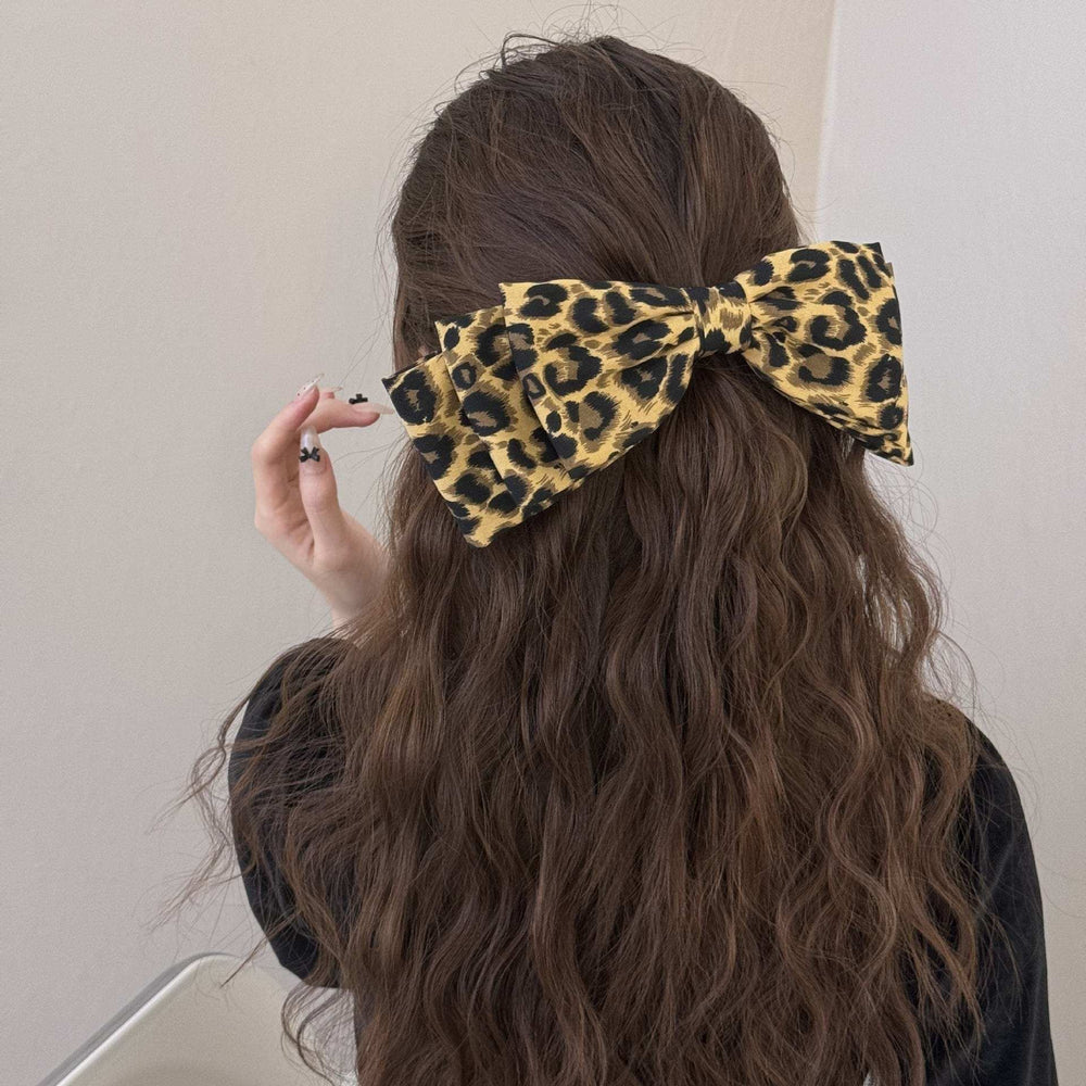 2 Piece Leopard Bow Hair Clip - Trendsi - Flyclothing LLC