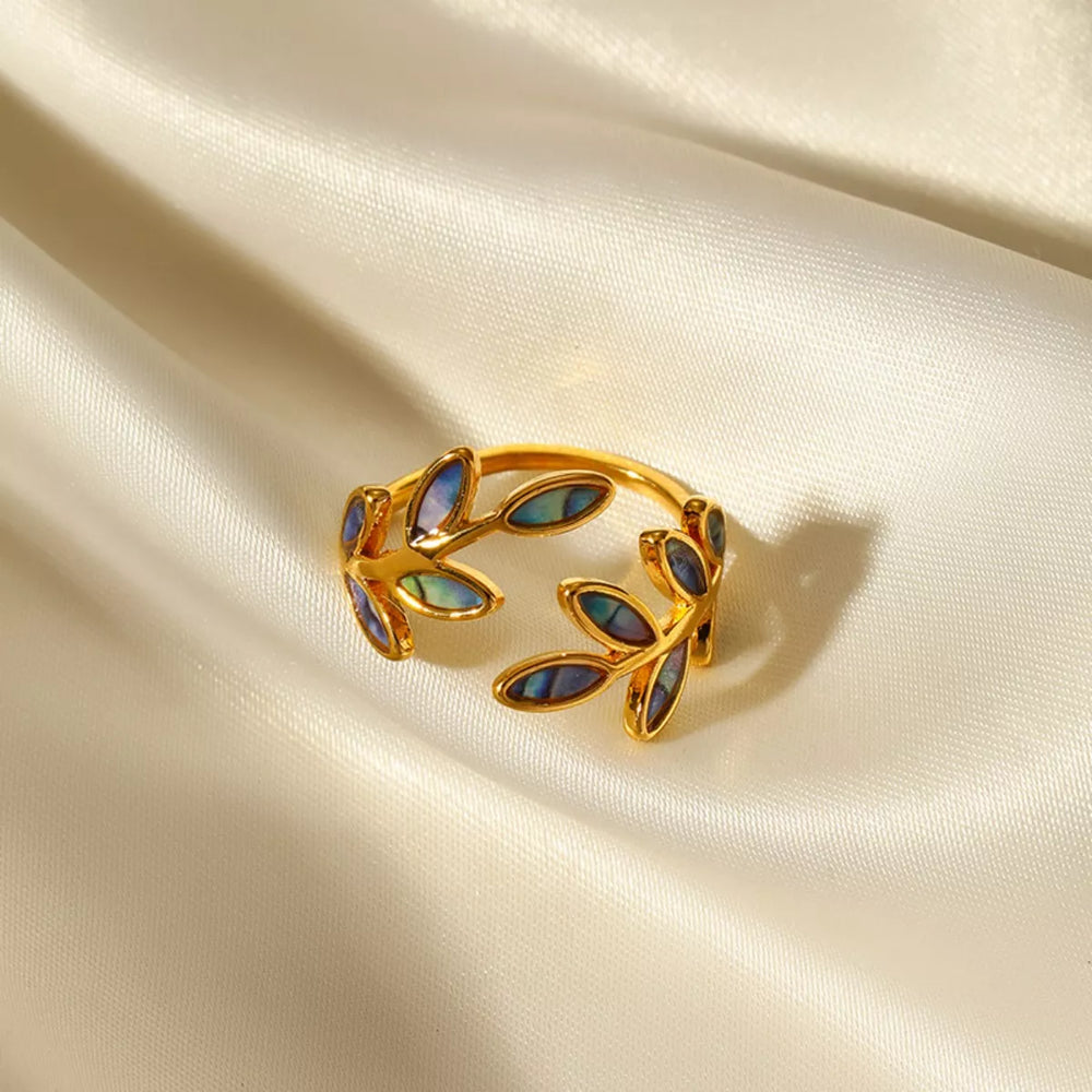 18K Gold-Plated Resin Leaf Bypass Ring - Trendsi - Flyclothing LLC