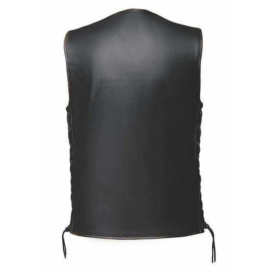 Colorado - Mens Brown Leather Vest - Unik Just for Bikers - Flyclothing LLC