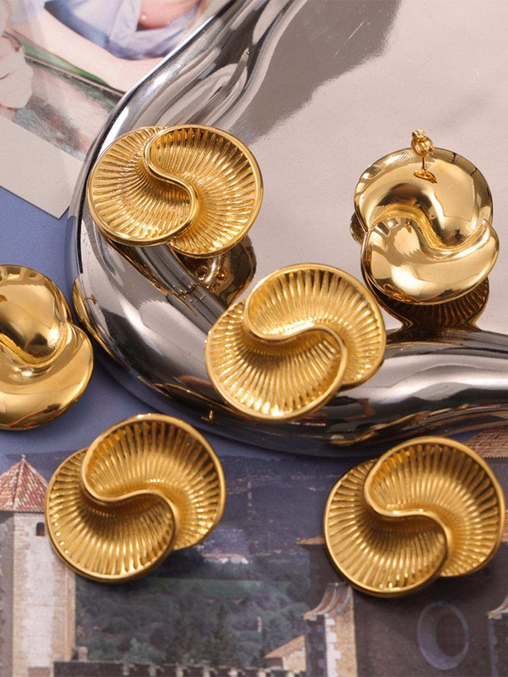 Titanium Steel Spiral Stud Earrings - Trendsi - Flyclothing LLC