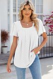Eyelet Square Neck Flutter Sleeve Blouse - Trendsi - Flyclothing LLC