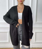 Open Front Drop Shoulder Cardigan - Trendsi - Flyclothing LLC