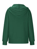 Drawstring Quarter Button Long Sleeve Hoodie - Trendsi - Flyclothing LLC