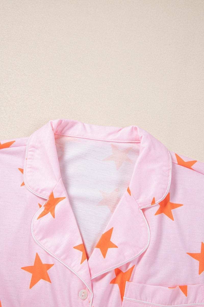 Star Print Short Sleeve Shirt and Shorts Set - Trendsi - Flyclothing LLC