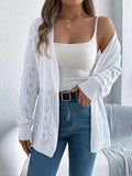 Openwork Open Front Long Sleeve Cardigan - Trendsi - Flyclothing LLC