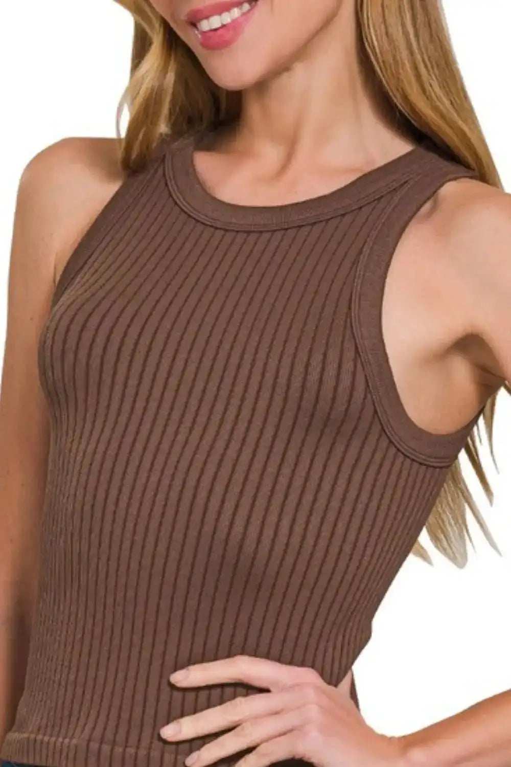 Zenana Seamless Ribbed Crop Tank - Trendsi - Flyclothing LLC