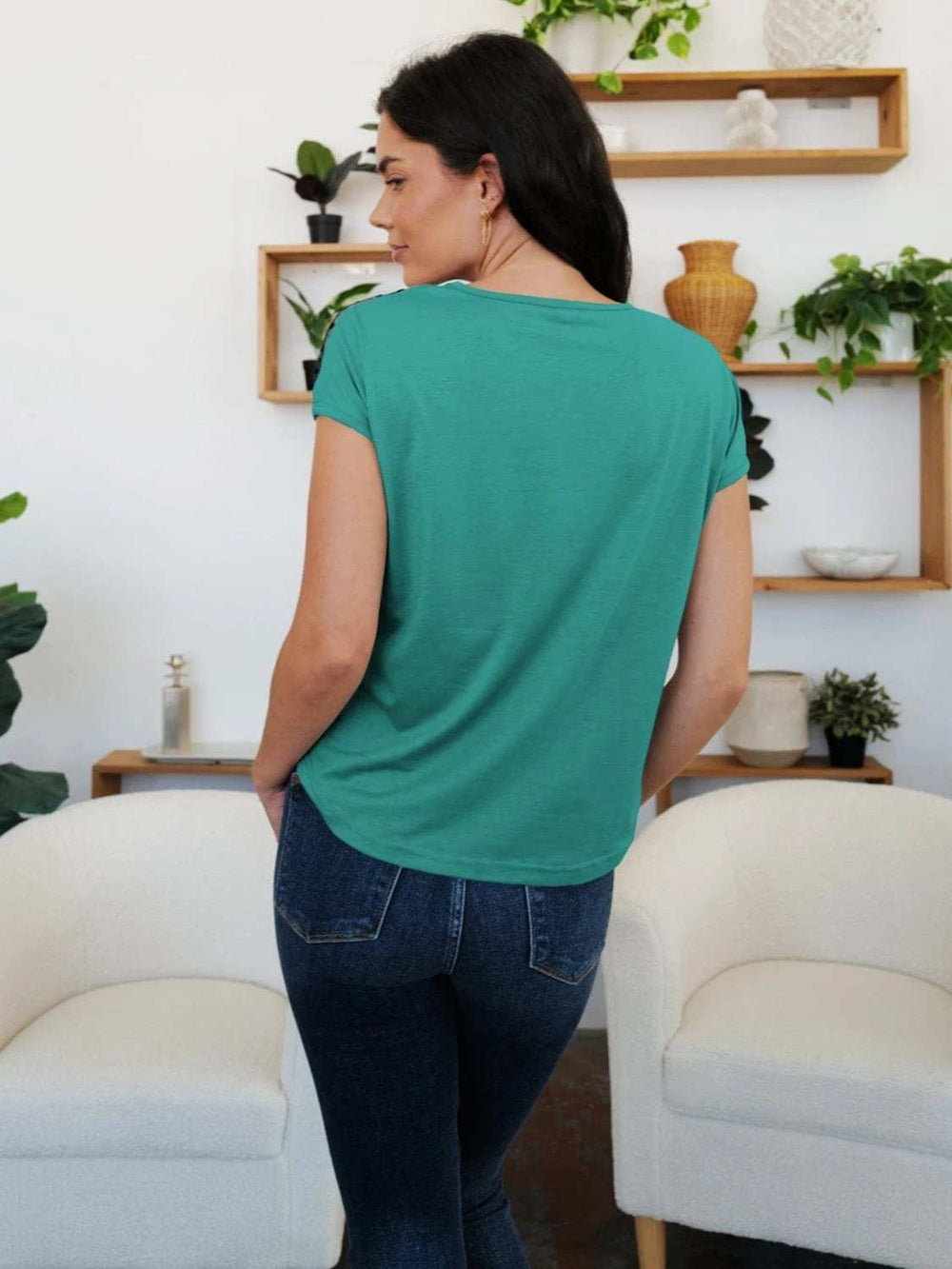 FAM-FAM V-Neck Short Sleeve T-Shirt - Trendsi - Flyclothing LLC