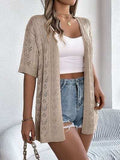 Openwork Open Front Half Sleeve Cardigan - Trendsi - Flyclothing LLC