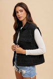 Annie Wear Texture Quilted Snap Down Vest Coat - Trendsi - Flyclothing LLC