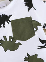 Children's Dinosaur Print Pocket Tee & Shorts Set - Trendsi - Flyclothing LLC