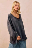 BiBi Mineral Washed French Terry Oversized Sweatshirt - Trendsi - Flyclothing LLC