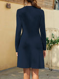 Ruched Mock Neck Long Sleeve Dress - Trendsi - Flyclothing LLC