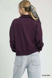 Umgee Half Zip Drop Shoulder Sweatshirt - Trendsi - Flyclothing LLC