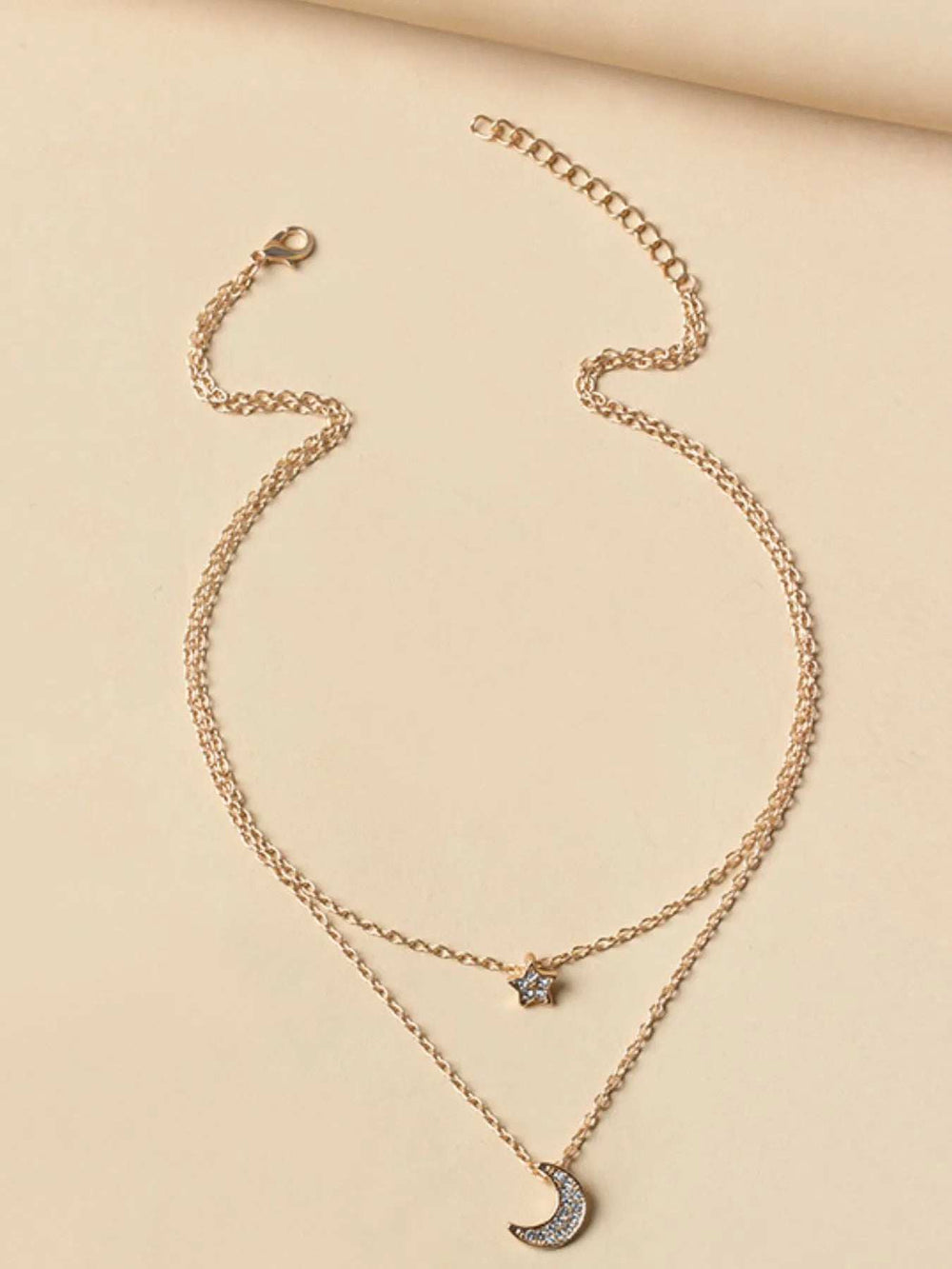 Double Layered Star and Moon Pendant Necklace - Trendsi - Flyclothing LLC