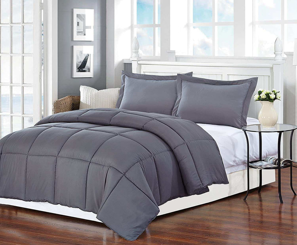 Dark Gray California King Polyester Thread Count Down Alternative Comforter - Homeroots - Flyclothing LLC