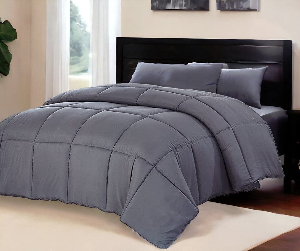 Dark Gray California King Polyester Thread Count Down Alternative Comforter - Homeroots - Flyclothing LLC