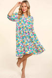 Haptics Bubble Sleeve Floral Ruffled Dress - Trendsi - Flyclothing LLC