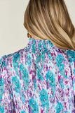 Double Take Full Size Printed Smocked Long Sleeve Blouse - Trendsi - Flyclothing LLC