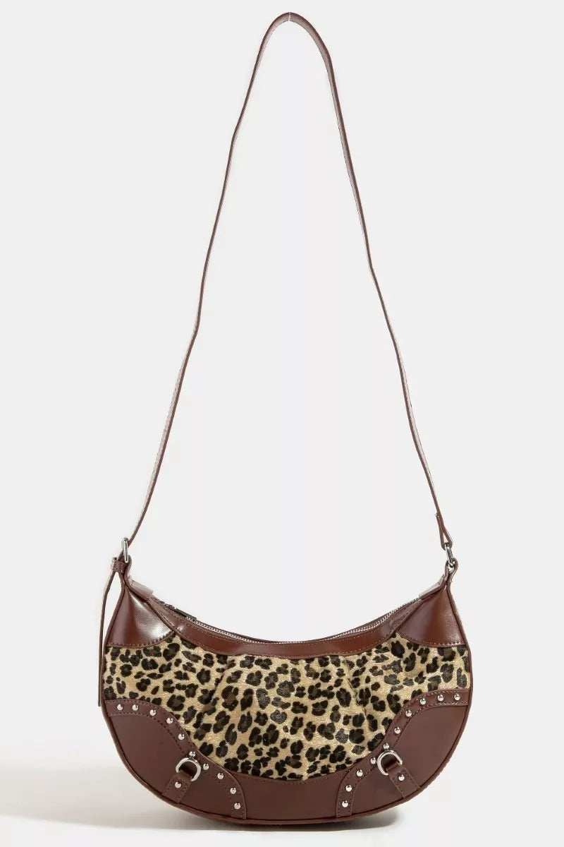 Fame Leopard Print Half Moon Shoulder Bag - Trendsi - Flyclothing LLC