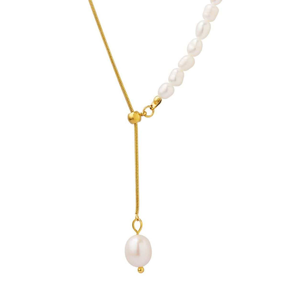 18K Gold-Plated Pearl Necklace - Trendsi - Flyclothing LLC