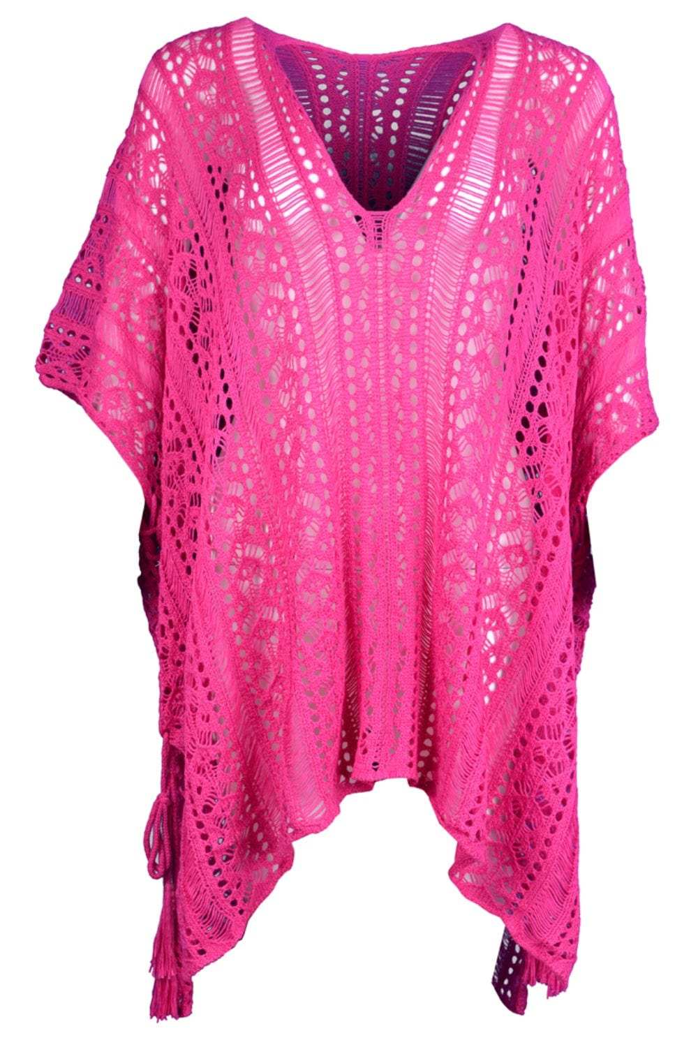 Cutout V-Neck Cover-Up with Tassel - Trendsi - Flyclothing LLC